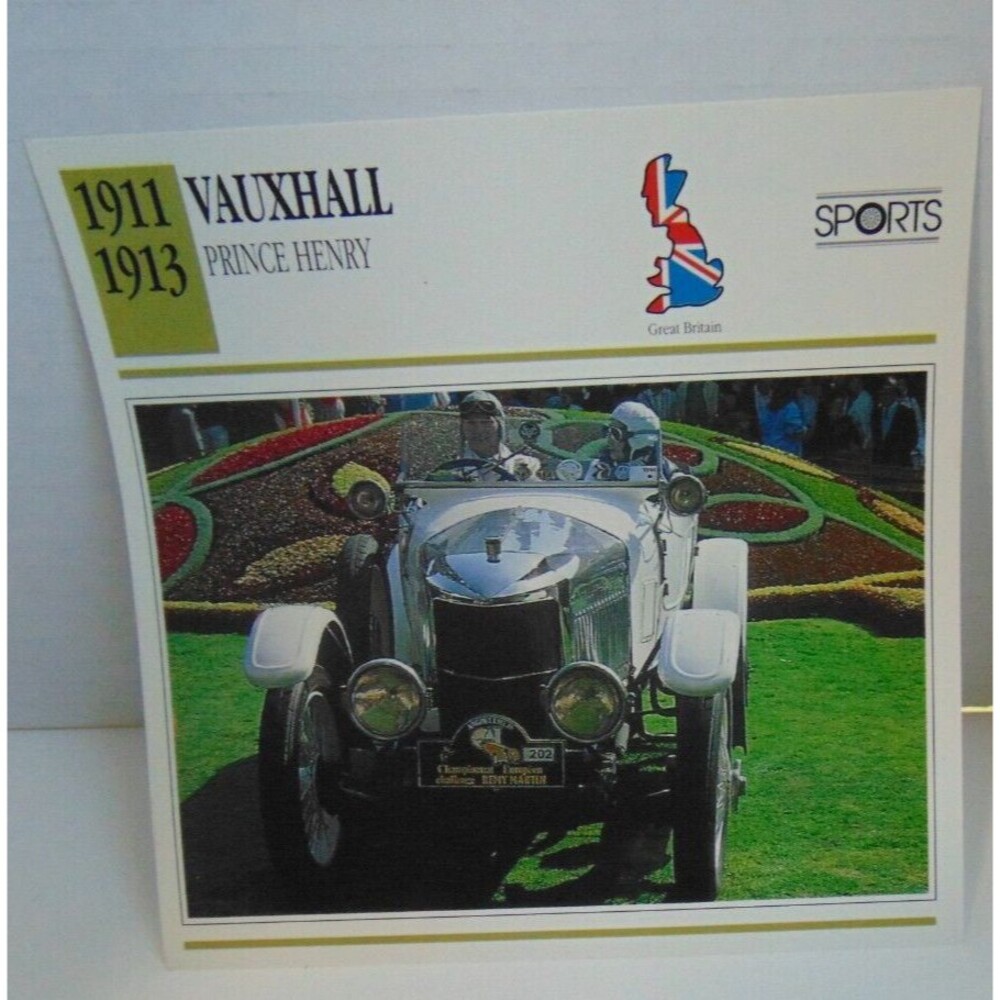 1911-1913 VAUXHALL Prince Henry ATLAS EDITION Classic Car Info Spec Card